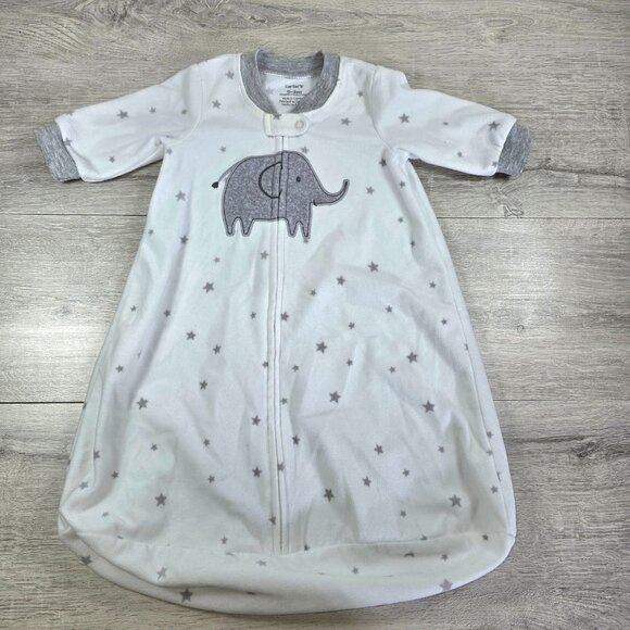 Carters Infant Sleep Sack Wearable Blankets 0-3 Mo & 3-6 Mo Gray Stripe Elephant - Picture 2 of 11